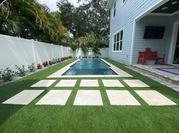 Artificial Grass and Stepping Stones